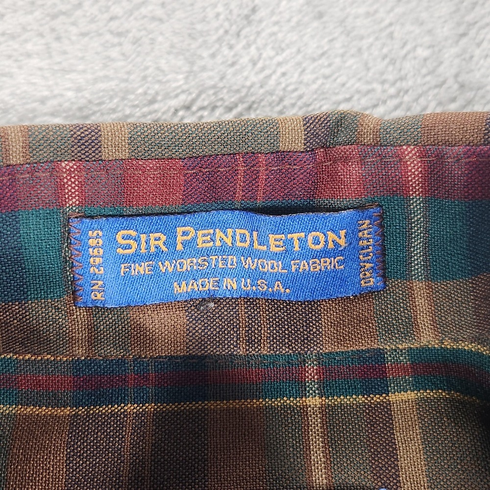 Vintage Pendleton Sir Pendleton Shirt Mens Medium Plaid Wool Made USA 90s - Picture 7 of 13